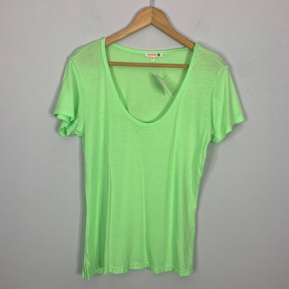 Sundry Pop Lime Scoop Neck T-Shirt - Picture 3 of 8